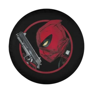 Deadpool portrait with gun Marvel movie spare tire cover design only