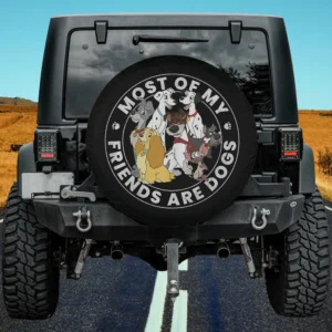Disney classic group animated dog friends spare tire cover with no camera hole for Jeep, SUV, RV