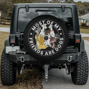 Disney classic group animated dog friends spare tire cover with backup camera hole for Jeep, SUV, RV