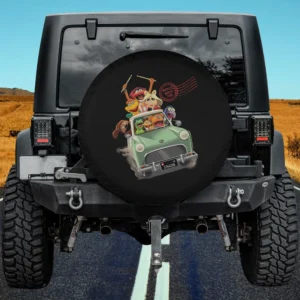 Muppet Babies in green car road trip group spare tire cover with no camera hole