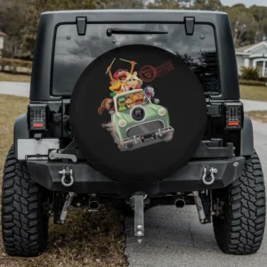Muppet Babies green car road trip group spare tire cover with camera hole option