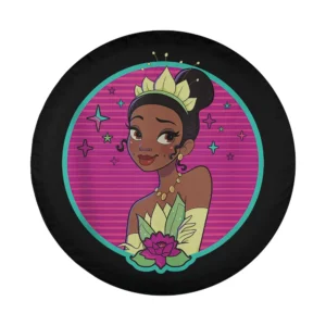 80s glamour portrait lotus disney princess tiana spare tire cover design only