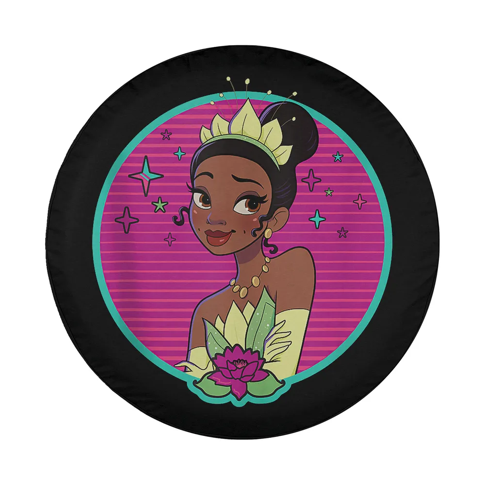 80s glamour portrait lotus disney princess tiana spare tire cover design only