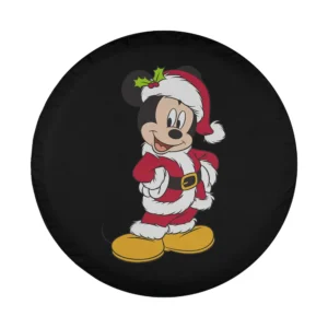 Santa Mickey Mouse with holly festive holiday spare tire cover design