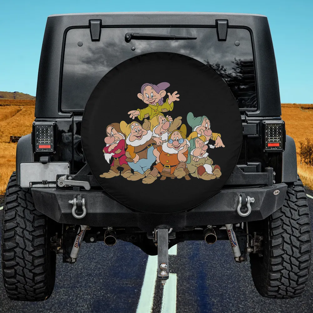 Disney Seven Dwarfs group cartoon spare tire cover on Jeep for movie fans