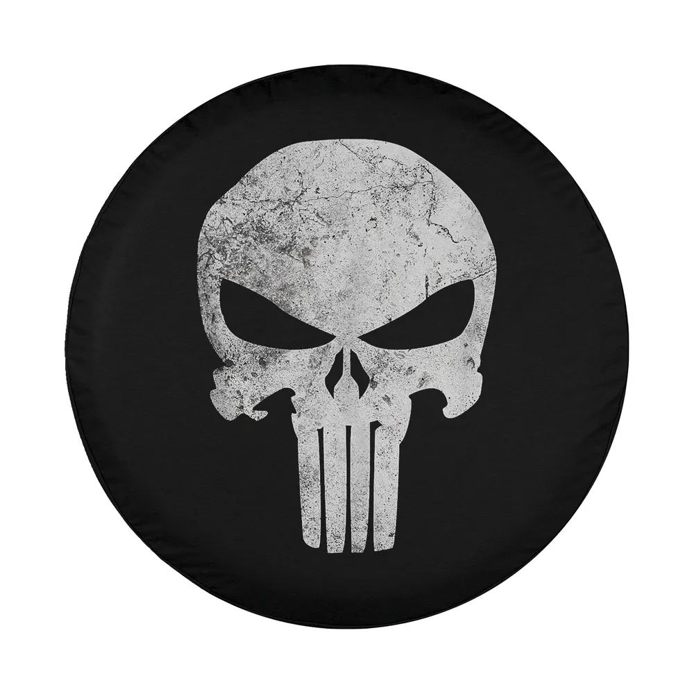 Distressed Punisher skull Marvel Comics spare tire cover graphic design only