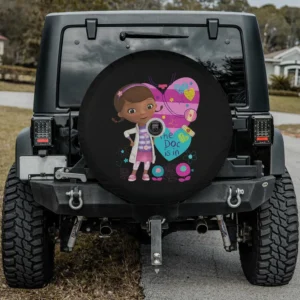 Doc McStuffins purple heart doctor Disney spare tire cover with camera hole for SUV RV