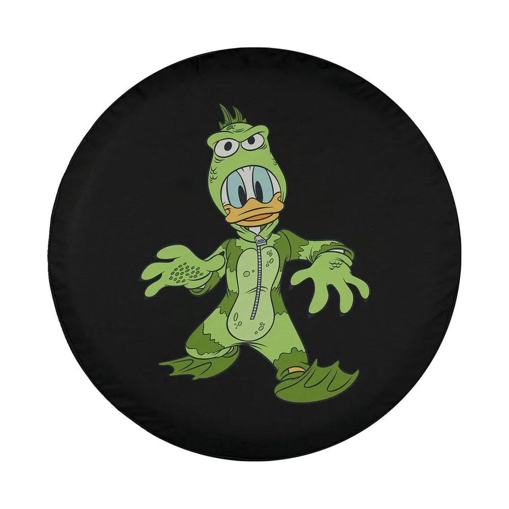 donald duck in green monster costume cartoon design for spare tire cover