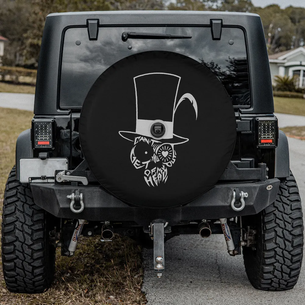 Top hat stylized face Dr. Facilier spare tire cover with backup camera hole for Jeep or SUV