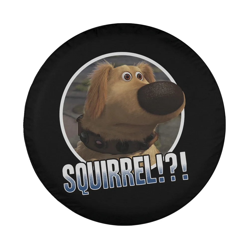 Dug dog portrait SQUIRREL!? text Up movie tire cover design only