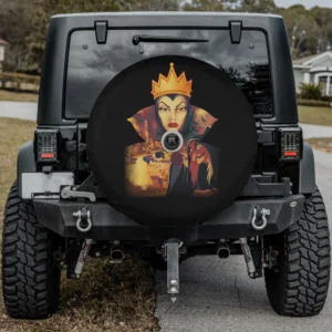evil queen glare poison apple disney spare tire cover with camera hole for Jeep