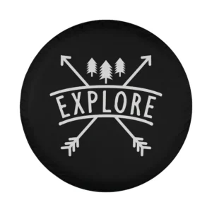 Explore arrow and pine tree graphic for camping spare tire cover design