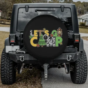 fall leaves lantern tree camping spare tire cover with camera hole for Jeep, Bronco, 4Runner