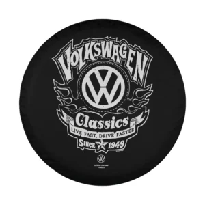 flaming vw biker logo classics banner design for Mercedes G-Wagon spare tire cover