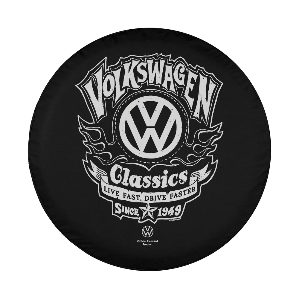 flaming vw biker logo classics banner design for Mercedes G-Wagon spare tire cover