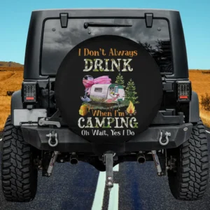 Flamingo camper wine glass camping spare tire cover no camera hole for Jeep RV