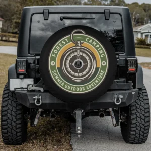 Forest camping compass adventure camping spare tire cover with camera hole for Jeep, SUV, RV