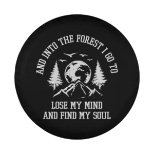 Forest moon mountain tree quote design for spare tire cover, camping adventure style