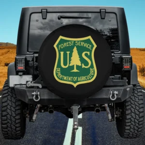 Forest Service shield pine tree classic logo spare tire cover on Mercedes G-Class with no camera hole
