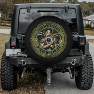Alternative view of Gold Tribal Pattern Nakia Wakanda Forever Spare Tire Cover for Jeep SUV RV