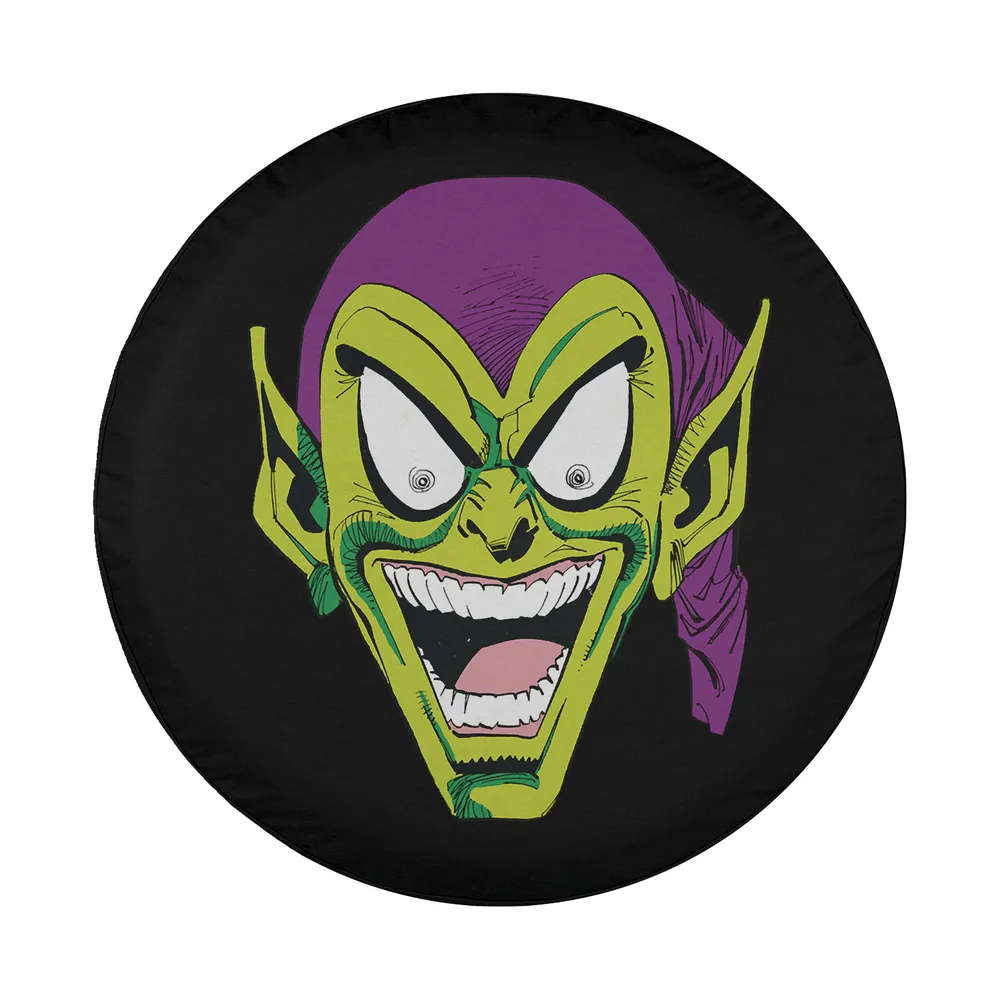 Retro Green Goblin big face Marvel villain comic design for spare tire cover