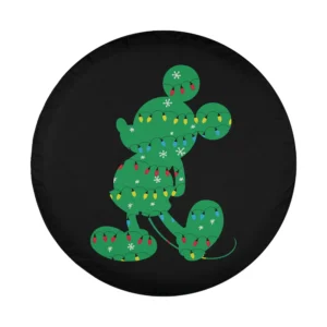 Green Mickey Mouse silhouette with Christmas lights design only