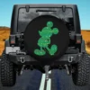 Green Mickey Mouse silhouette with Christmas lights spare tire cover no camera hole