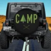 green tree camp text with crossed arrows spare tire cover no camera hole