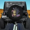 Groot floral portrait with purple flowers Guardians of the Galaxy spare tire cover no camera hole
