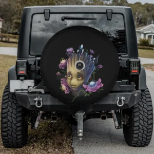 Groot floral portrait Guardians of the Galaxy spare tire cover with backup camera hole