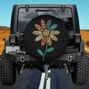 Groovy flower affirmation kindness spare tire cover for Mercedes G-Class with no camera hole