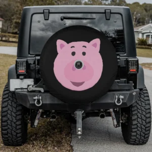 Pink cartoon pig face Hamm Toy Story spare tire cover with camera hole