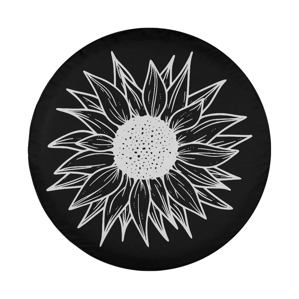 Hand-drawn sunflower dotted center design for Mercedes G-Class spare tire cover