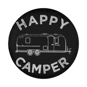 chalk sketch happy camper retro camping caravan design for spare tire cover