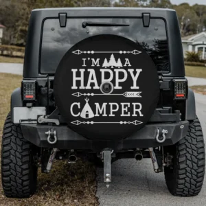 happy camper tree tent camping spare tire cover with backup camera hole option