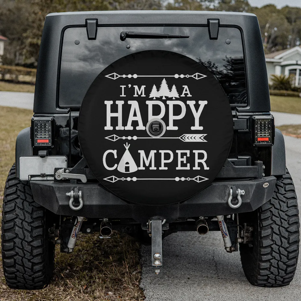 happy camper tree tent camping spare tire cover with backup camera hole option