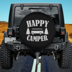 happy camper van pine tree camping spare tire cover no camera hole