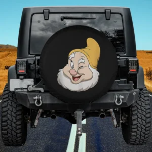 Happy Winking Yellow Hat Dwarf Disney Spare Tire Cover