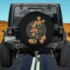 Hibiscus flower tribal Mickey silhouette spare tire cover on Jeep with no camera hole