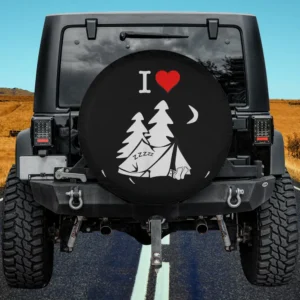 i love camping tent pine trees spare tire cover no camera hole for Jeep RV