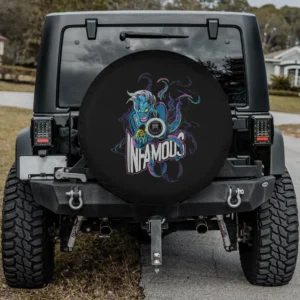 illustrated ursula tentacles infamous disney villains spare tire cover with camera hole