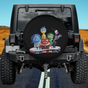 Inside Out 2 emotional group movie poster spare tire cover no camera hole for Jeep