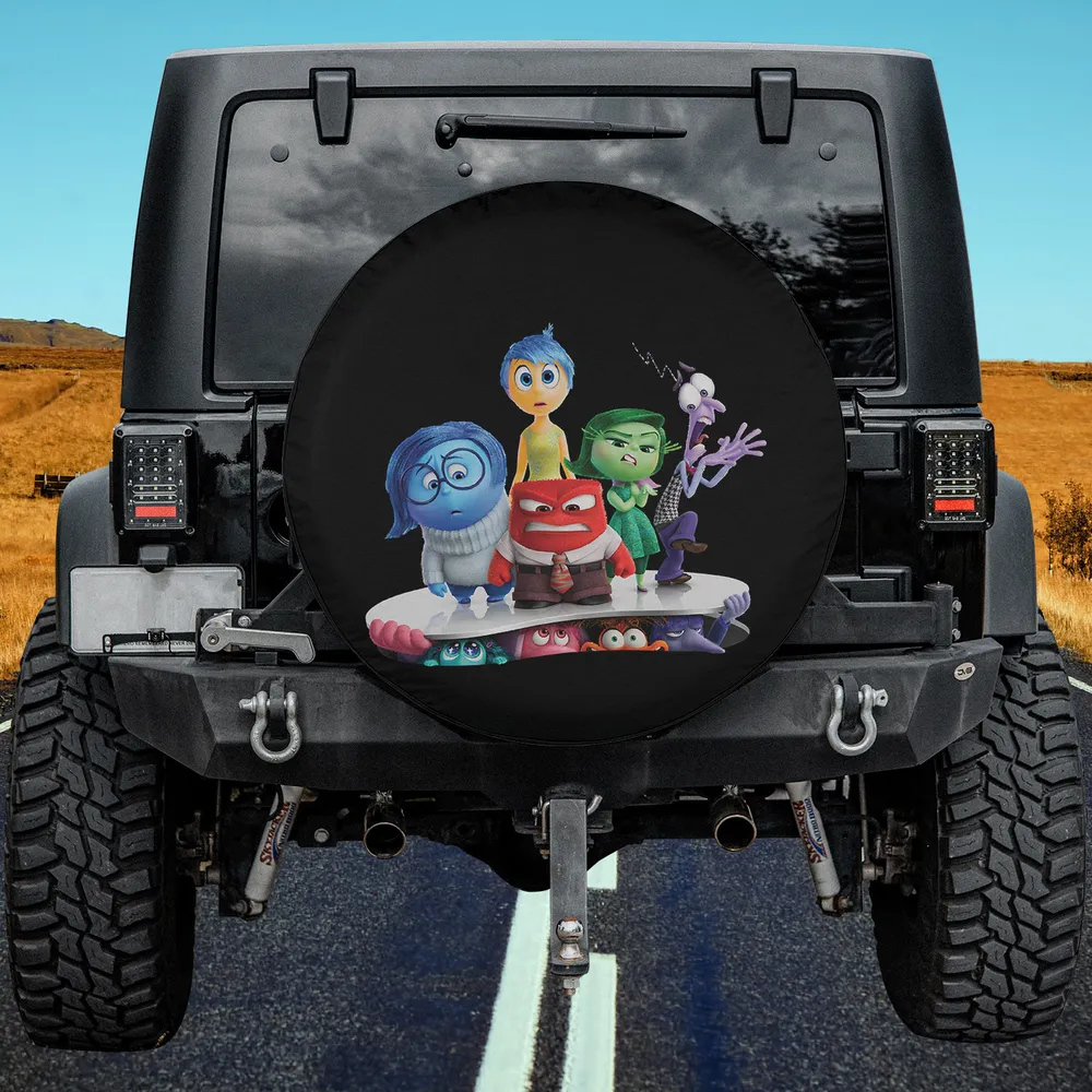 Inside Out 2 emotional group movie poster spare tire cover no camera hole for Jeep