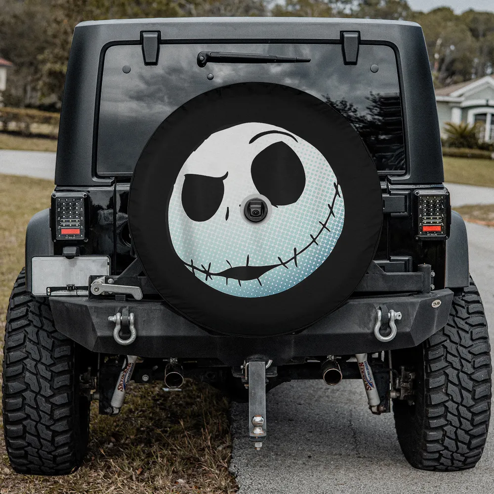 Jack Skellington stitched smile Nightmare Before Christmas spare tire cover with camera hole