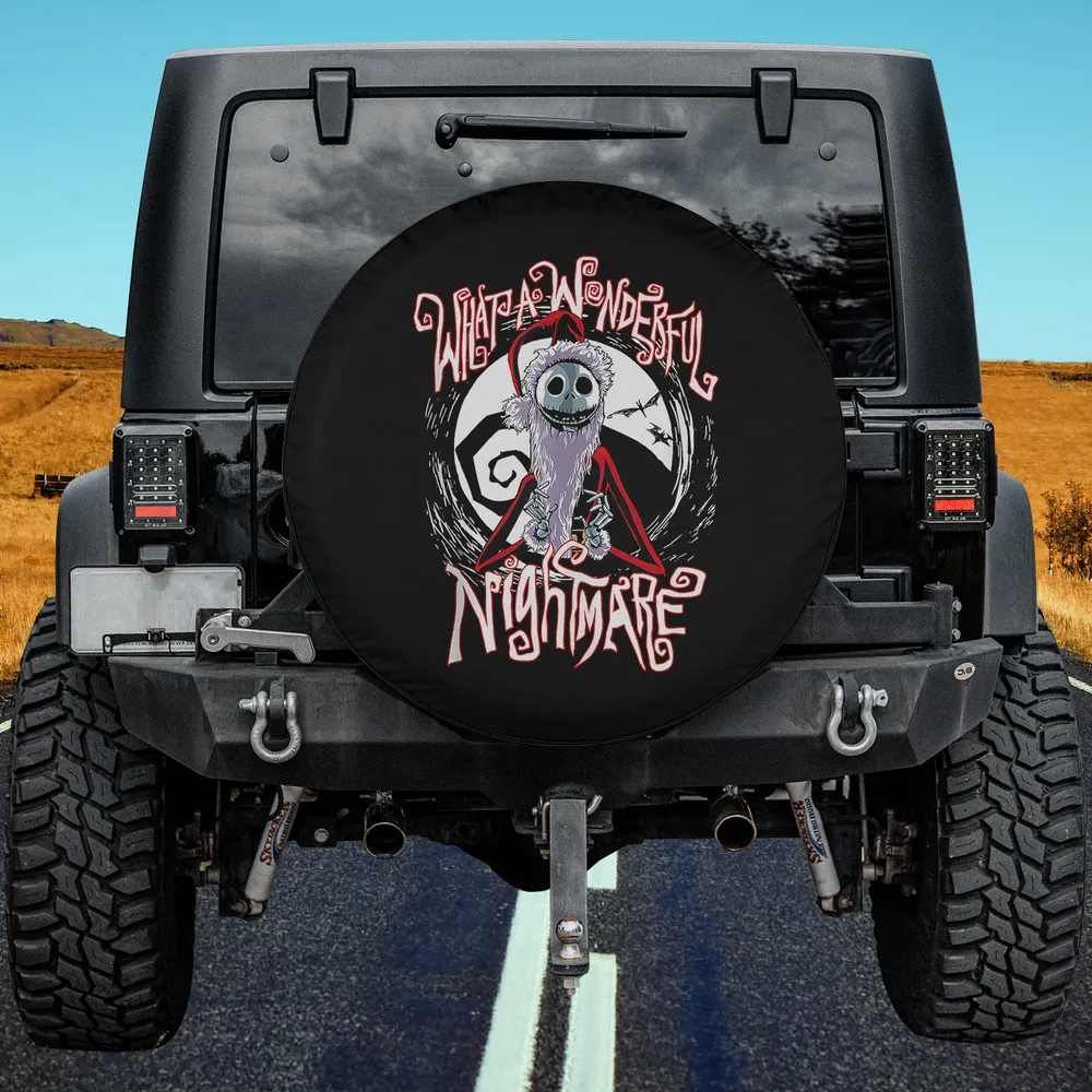 Jack Skellington Santa Claus moon nightmare spare tire cover with no camera hole for Jeep