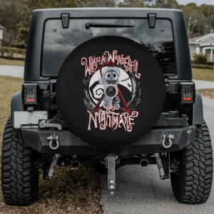 Jack Skellington Santa Claus moon nightmare spare tire cover with backup camera hole for SUV