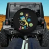 Joy character with starbursts and vintage logo on spare tire cover, no camera hole, for Jeep or SUV