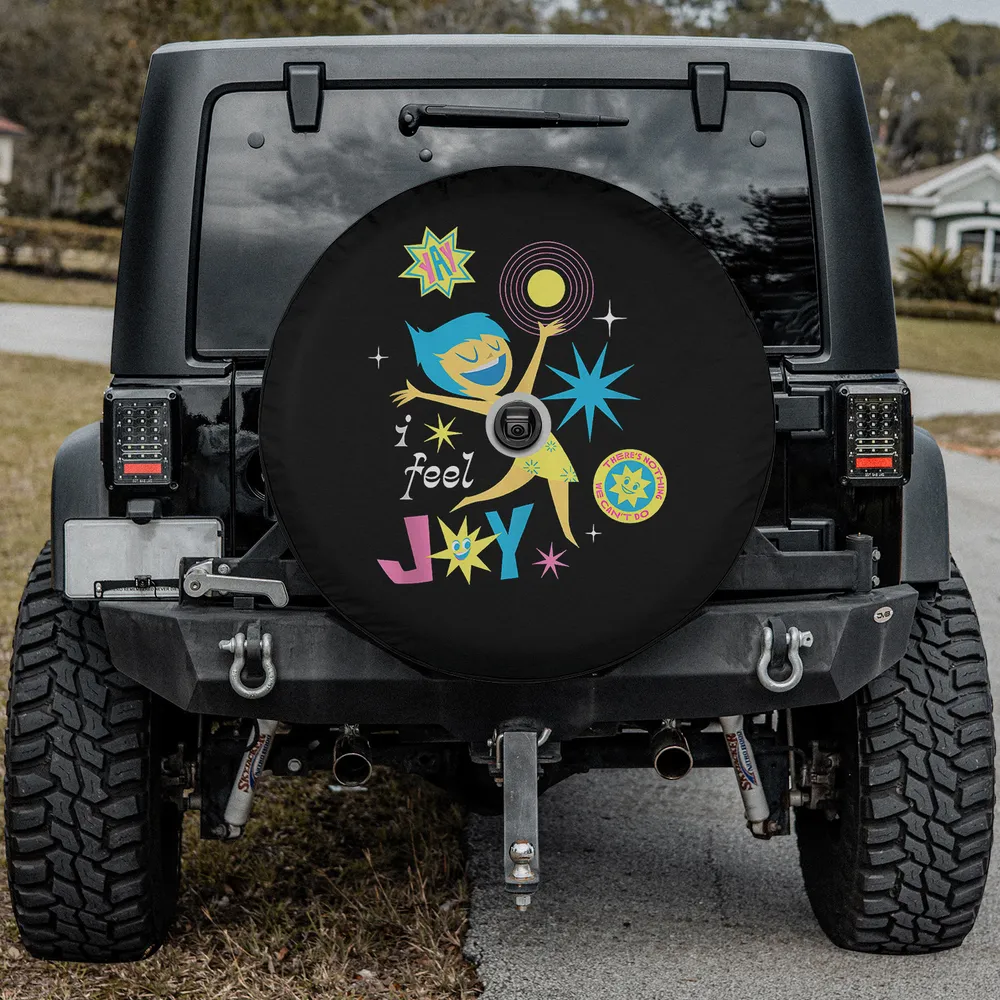 Joy character starbursts vintage logo spare tire cover with camera hole for Jeep or SUV