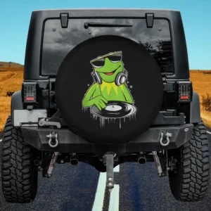 Kermit DJ headphones vintage distressed spare tire cover no camera hole for Jeep SUV RV