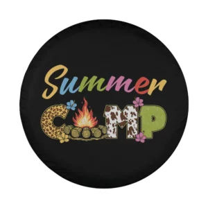 Leopard print campfire summer camp decorative design for spare tire cover